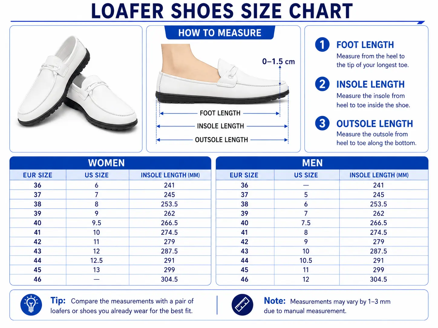 Subaru | Apron Toe Paneled Lace-Up Loafer Shoes size chart