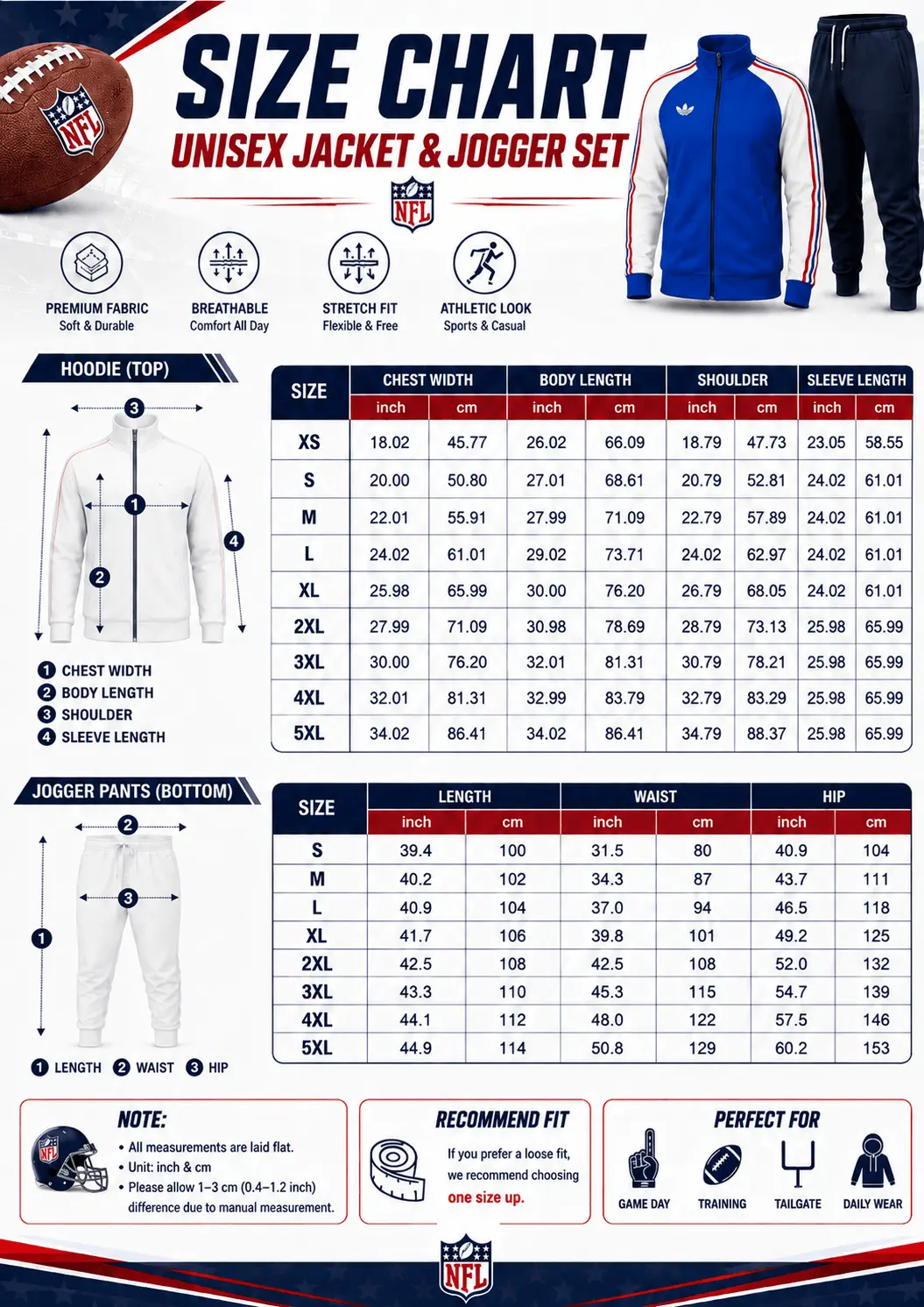 Aston Martin | Racing Stripe Jacket & Jogger Set size chart
