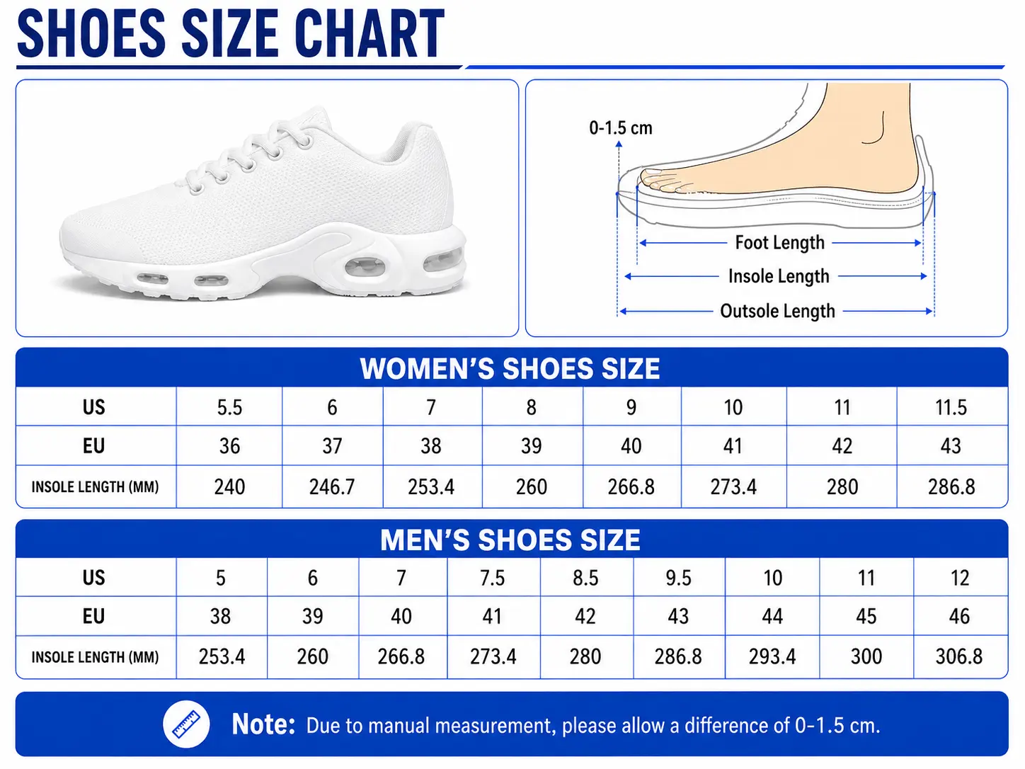 Dodge | Black Silver Honeycomb Air Max Shoes size chart