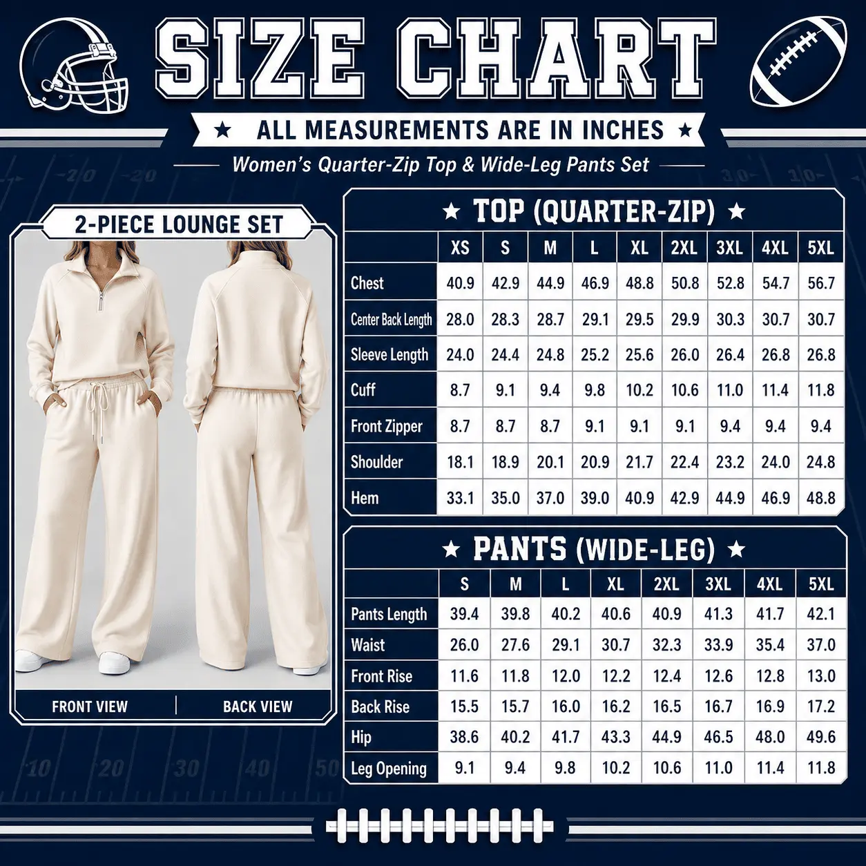 Lexus | Floral Side-Stripe Quarter-Zip + Pants size chart