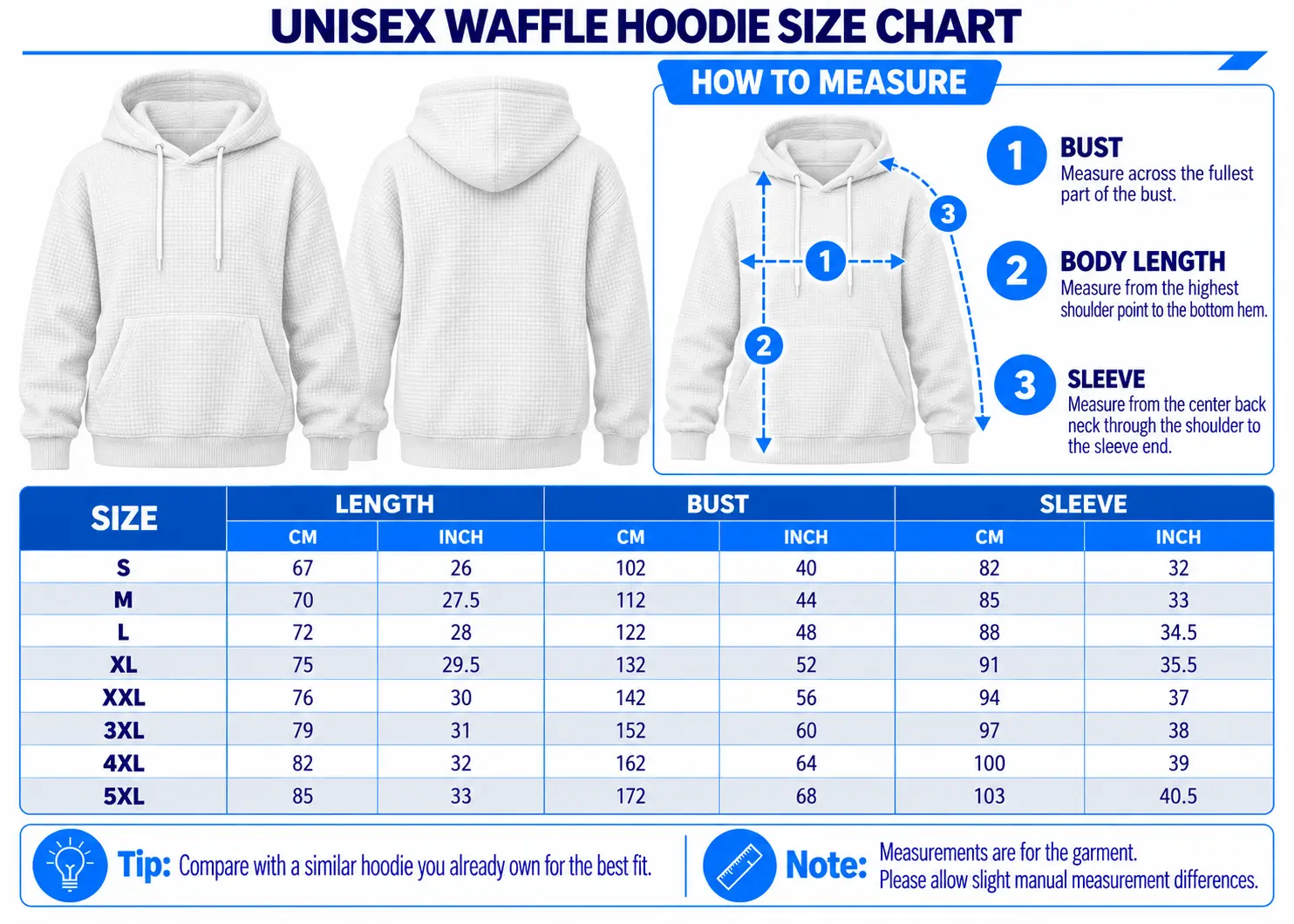 Porsche | Motorsport Emblem Unisex Waffle Hoodie size chart