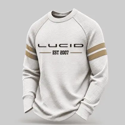 Lucid | White Brown Striped Raglan Waffle Sweatshirt