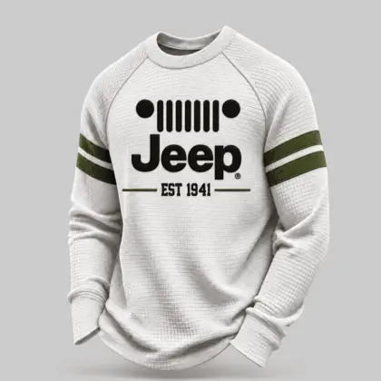 Jeep | Varsity Stripe Raglan Waffle Sweatshirt