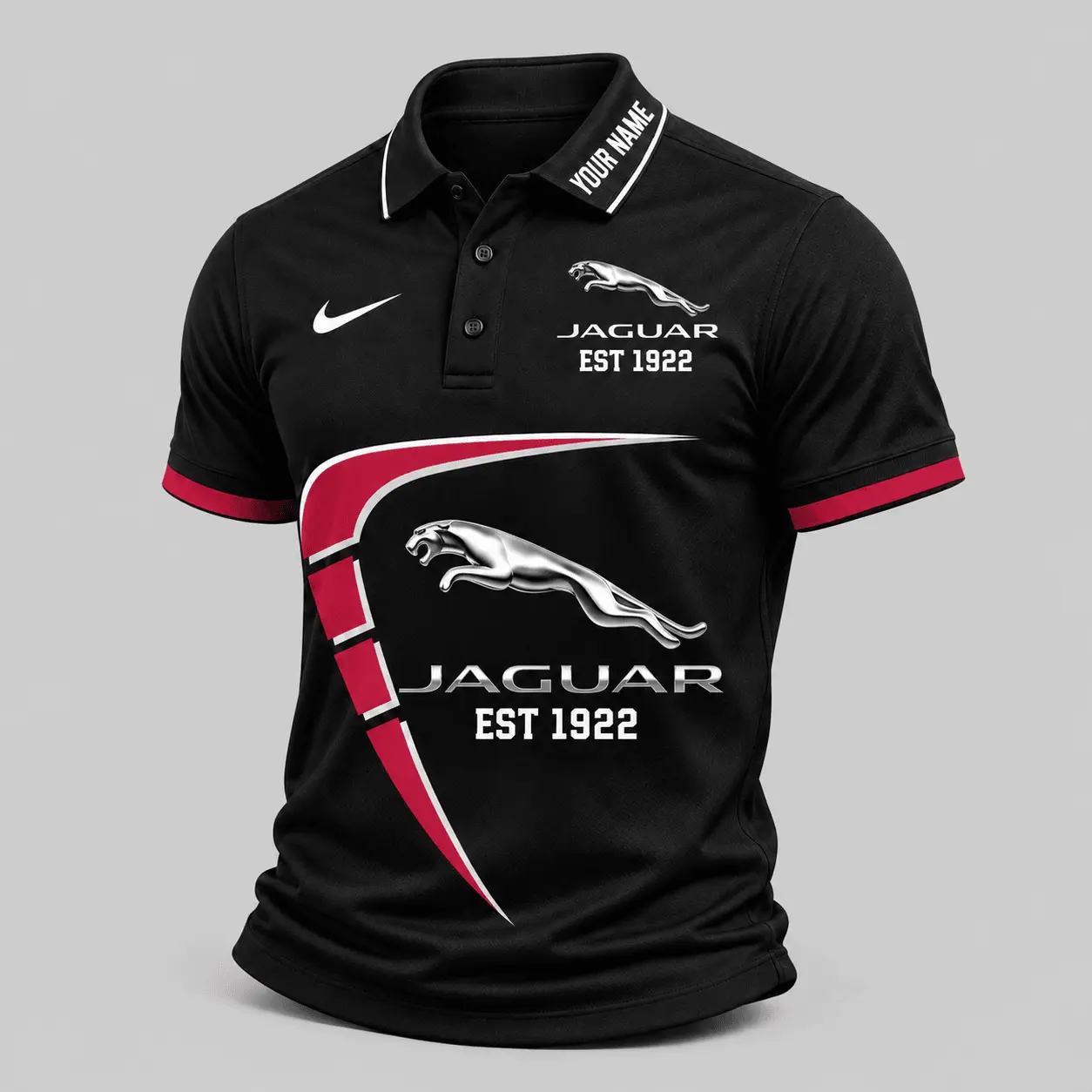 Jaguar | Black White Graphic Polo