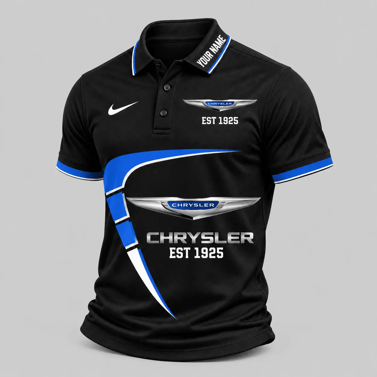 Chrysler | Black White Graphic Polo