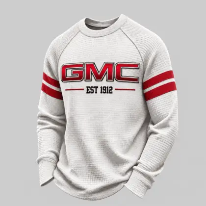 GMC | White Brown Striped Raglan Waffle Sweatshirt