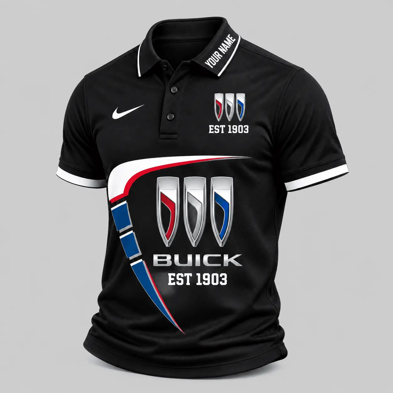 Buick | Black White Graphic Polo
