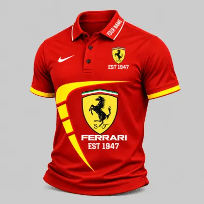 Ferrari | Black White Graphic Polo