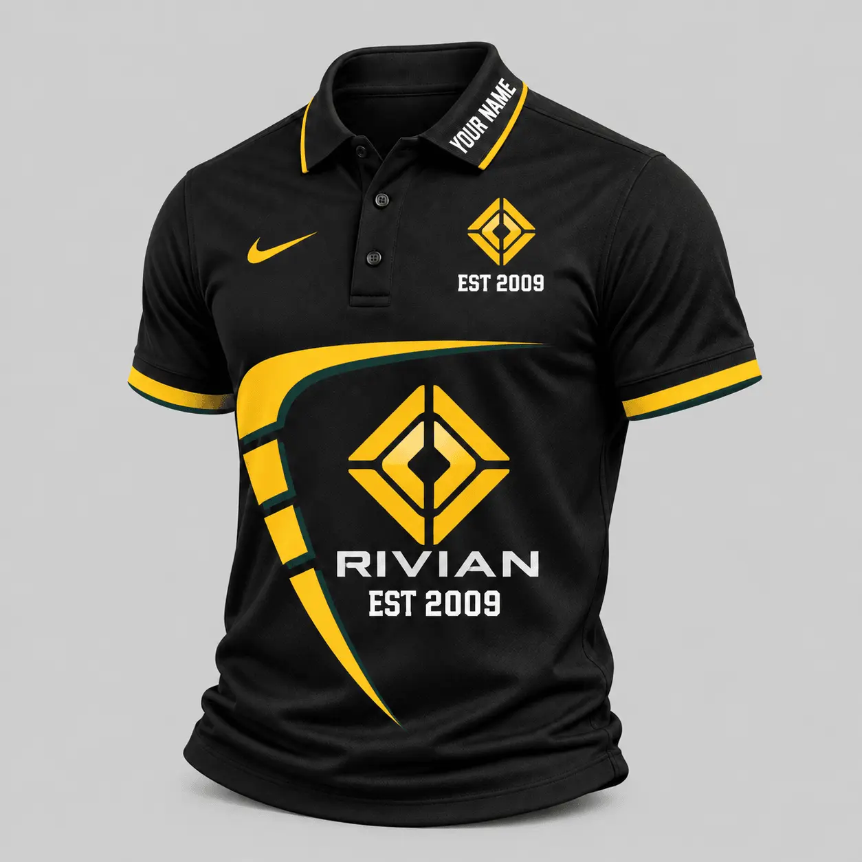 Rivian | Black White Graphic Polo