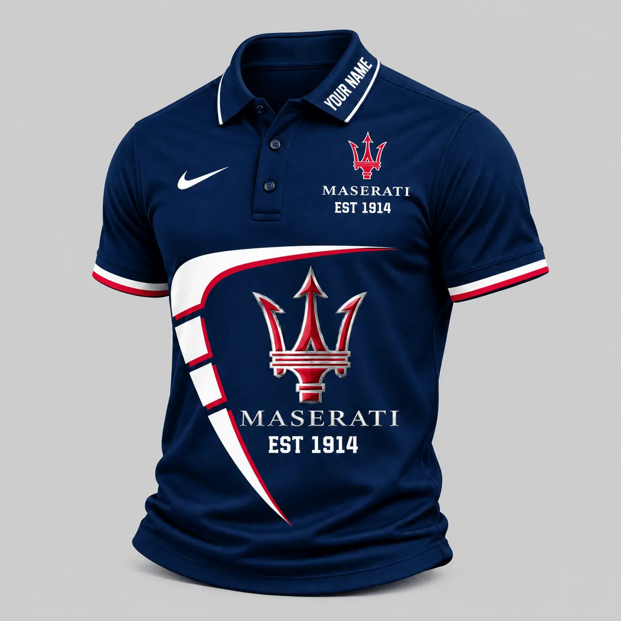 Maserati | Black White Graphic Polo
