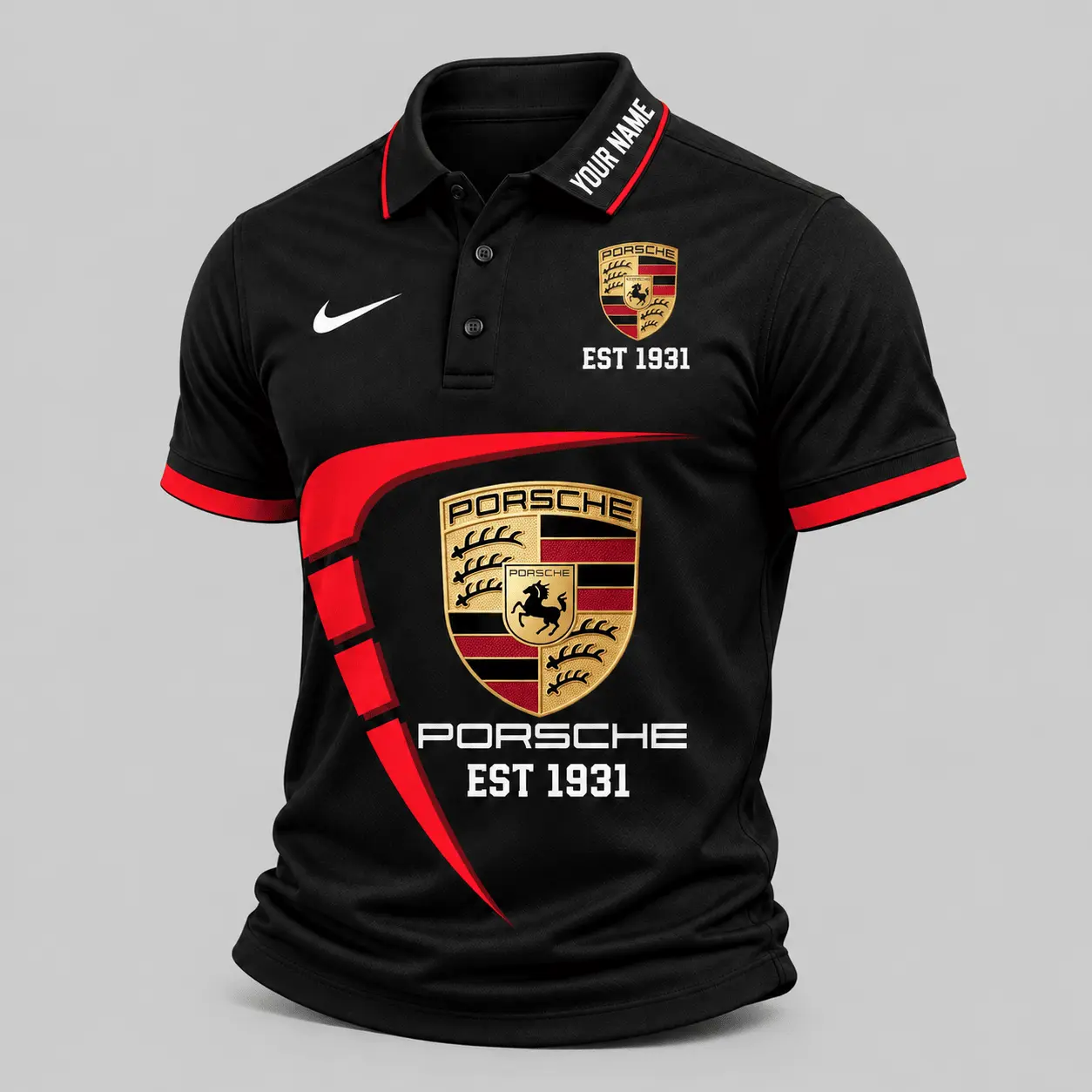 Porsche | Black White Graphic Polo