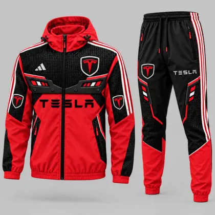 Tesla | Blue Black Paneled Tracksuit Set