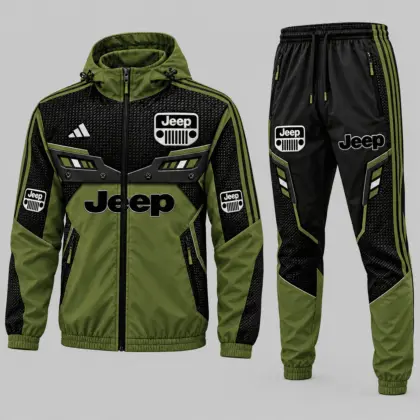 Jeep | Blue Black Paneled Tracksuit Set