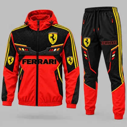 Ferrari | Blue Black Paneled Tracksuit Set