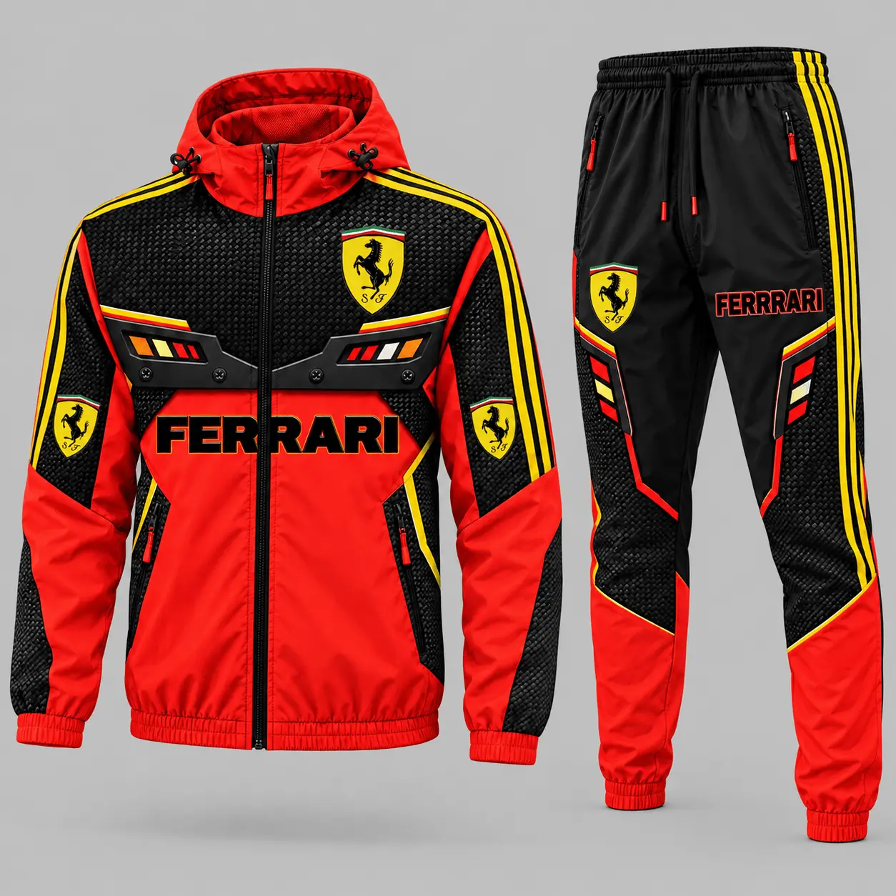 Ferrari | Blue Black Paneled Tracksuit Set
