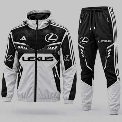 Lexus | Blue Black Paneled Tracksuit Set
