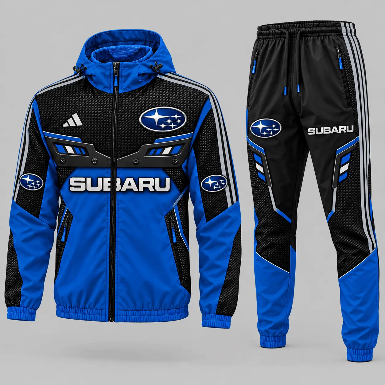 Subaru | Blue Black Paneled Tracksuit Set