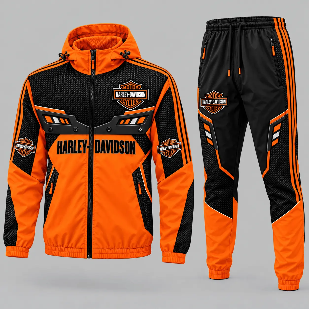 Harley-Davidson | Blue Black Paneled Tracksuit Set