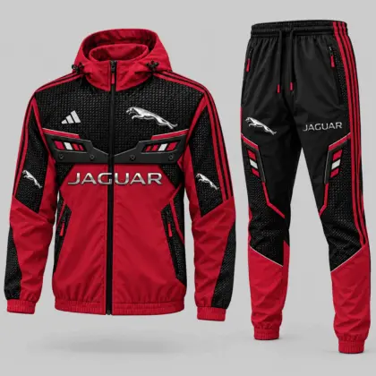 Jaguar | Blue Black Paneled Tracksuit Set