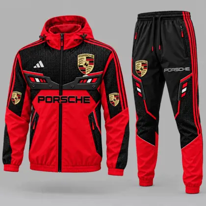 Porsche | Blue Black Paneled Tracksuit Set