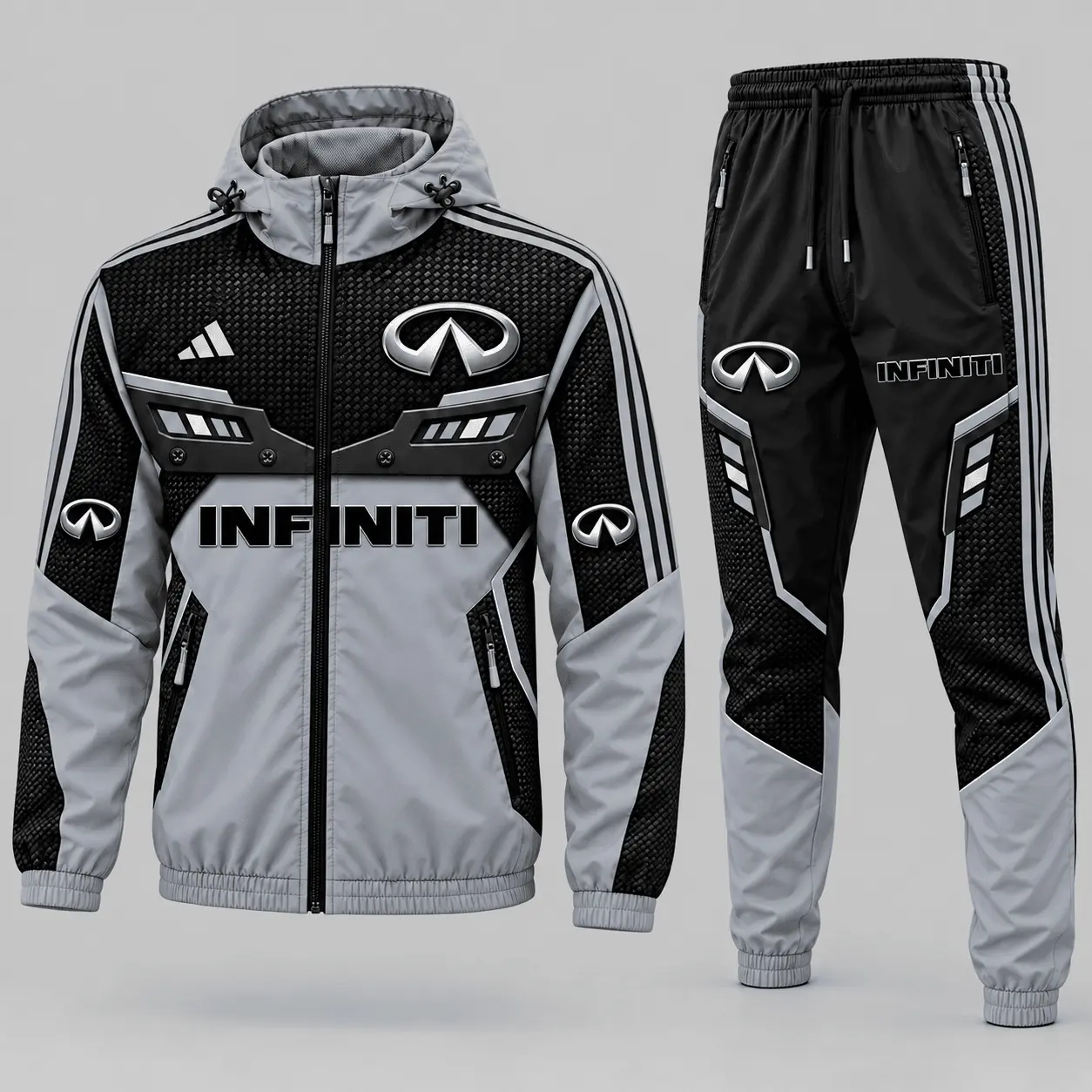 Infiniti | Blue Black Paneled Tracksuit Set
