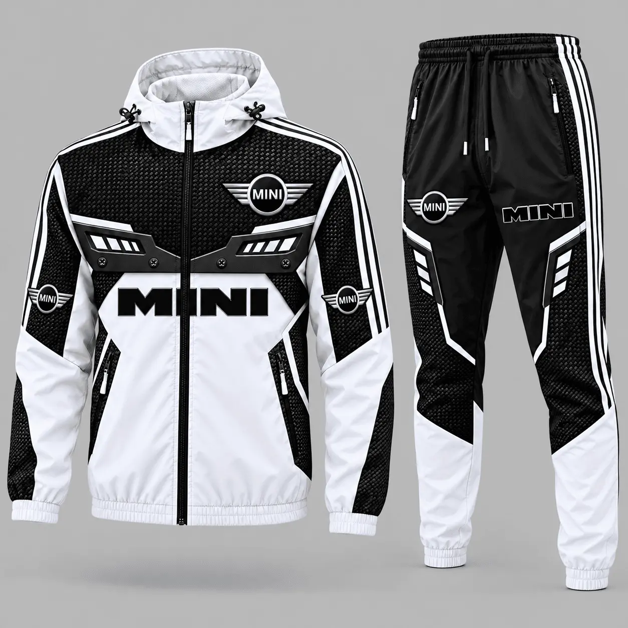 Mini | Blue Black Paneled Tracksuit Set