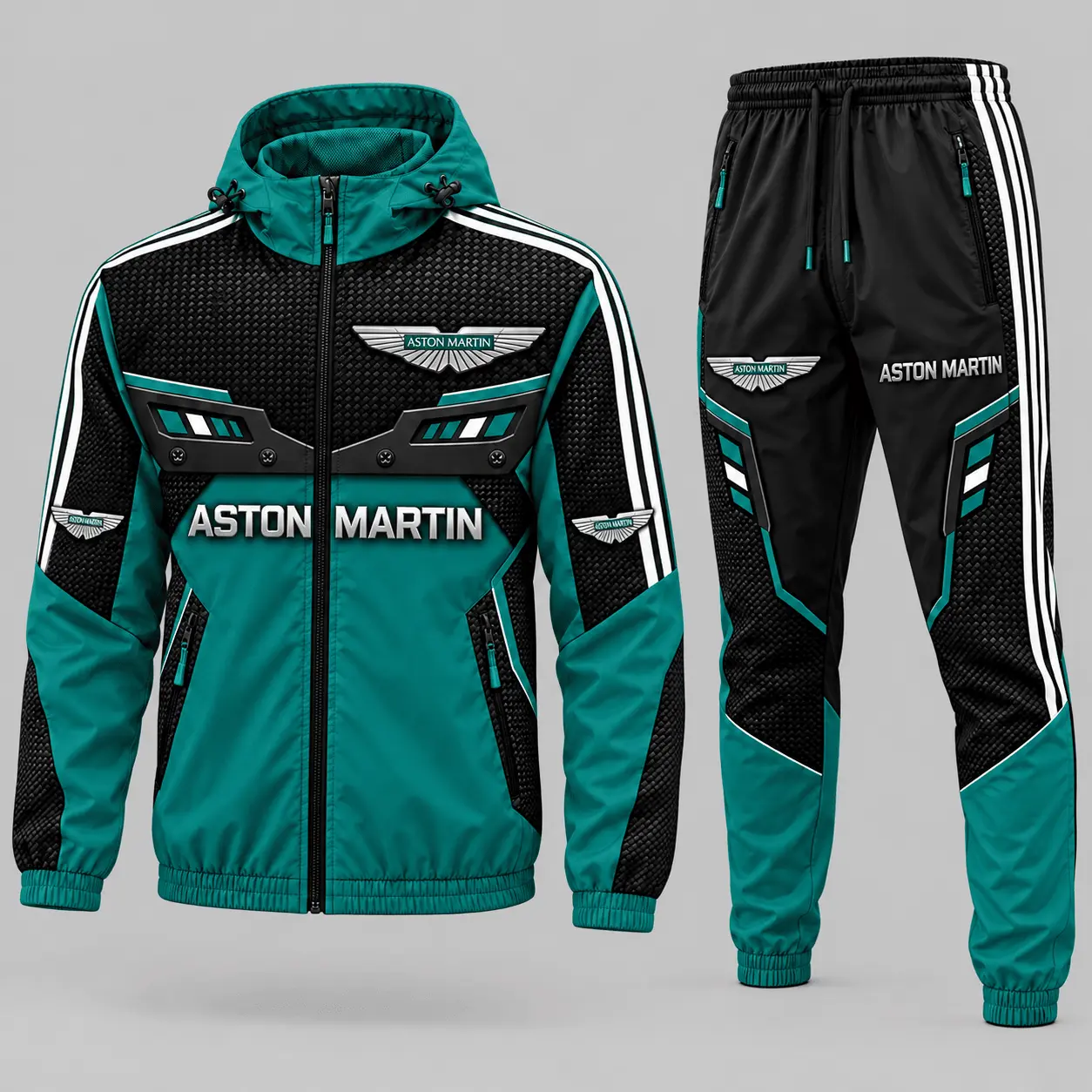 Aston Martin | Blue Black Paneled Tracksuit Set