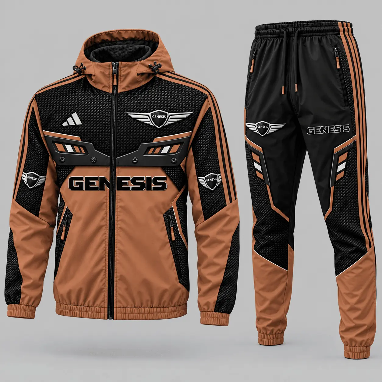 Genesis | Blue Black Paneled Tracksuit Set