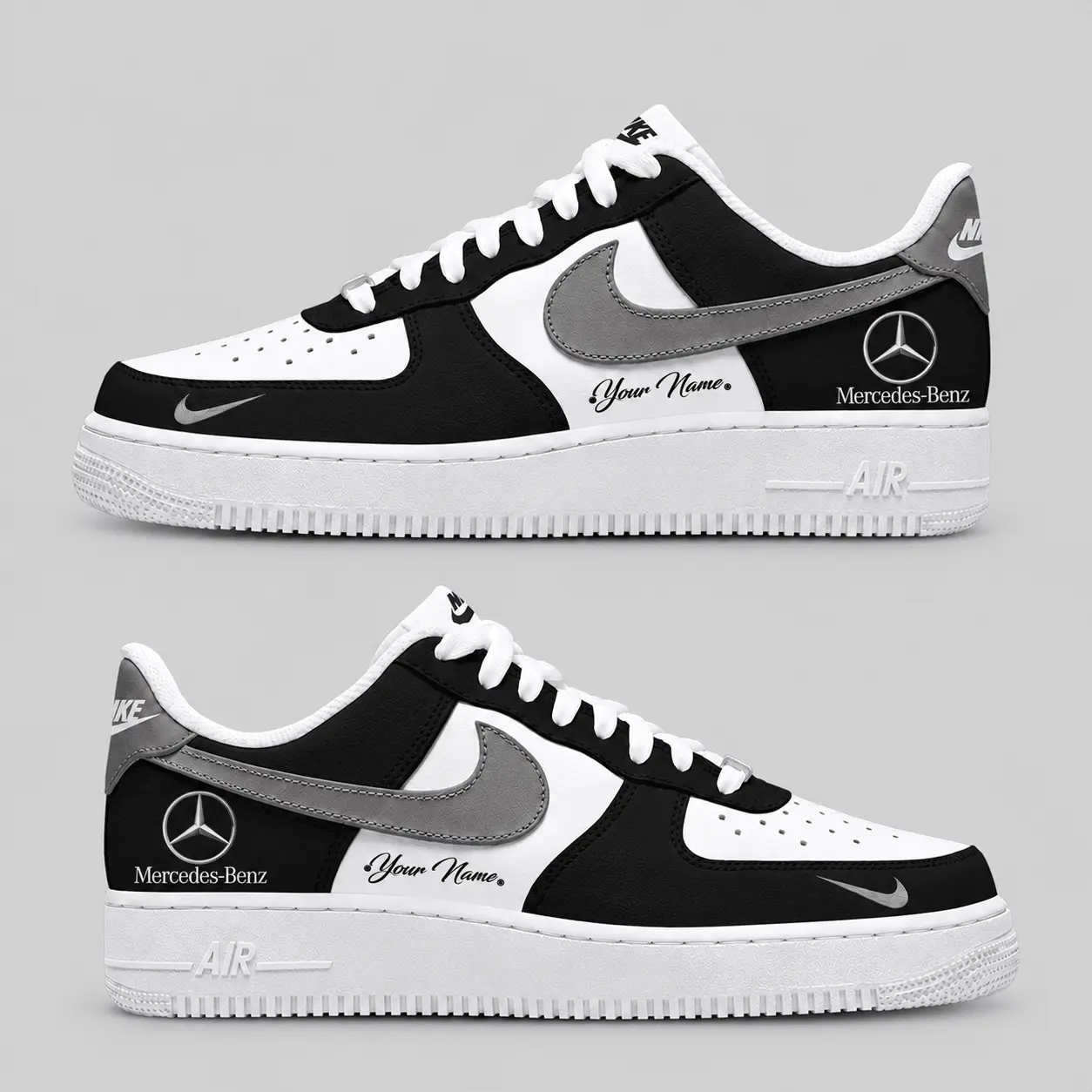 Mercedes-Benz | Black White Gray Low-Top AF1 Sneakers