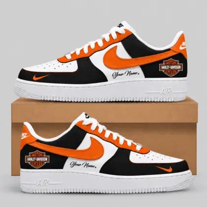 Harley-Davidson | Black White Gray Low-Top AF1 Sneakers