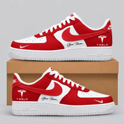 Tesla | Black White Gray Low-Top AF1 Sneakers