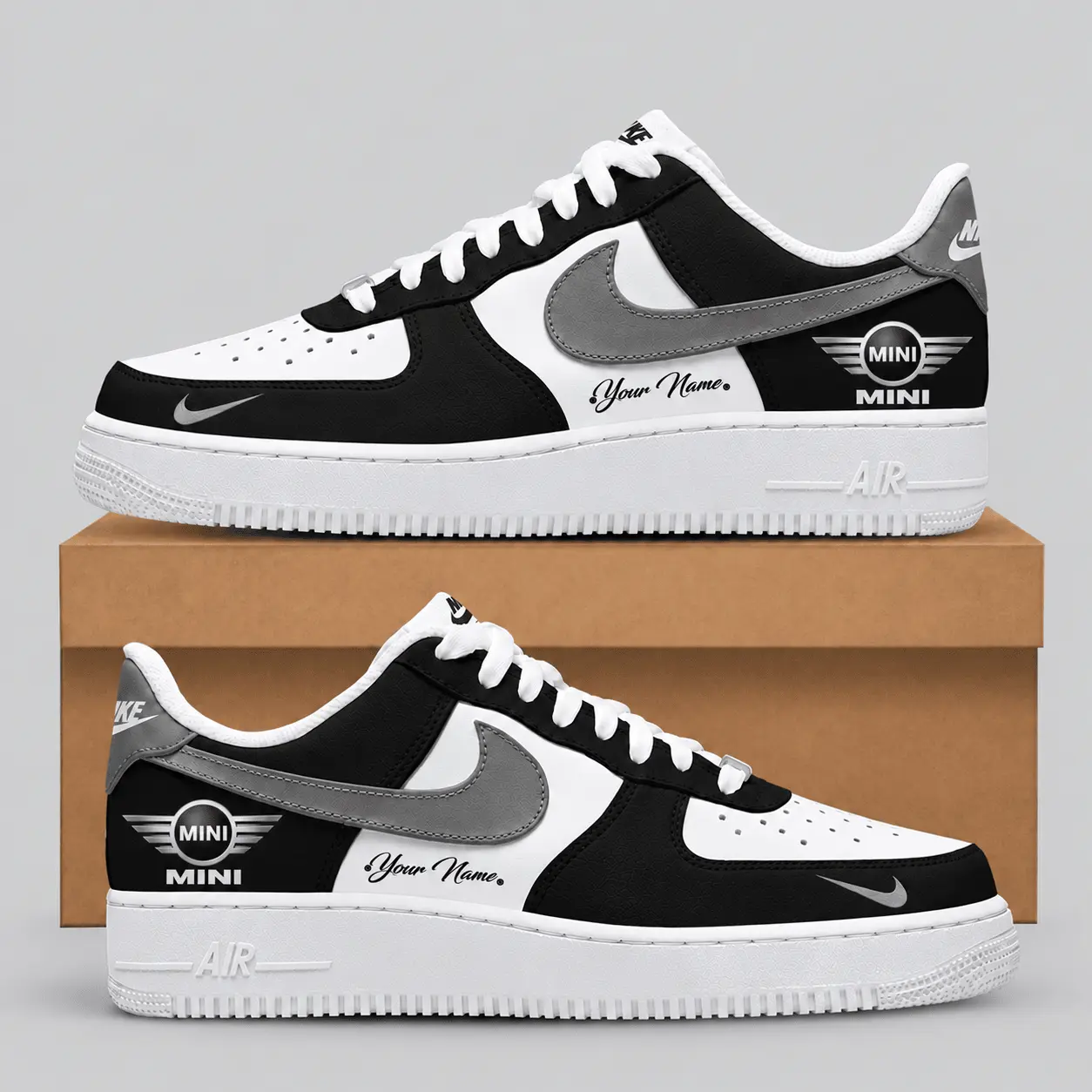 Mini | Black White Gray Low-Top AF1 Sneakers