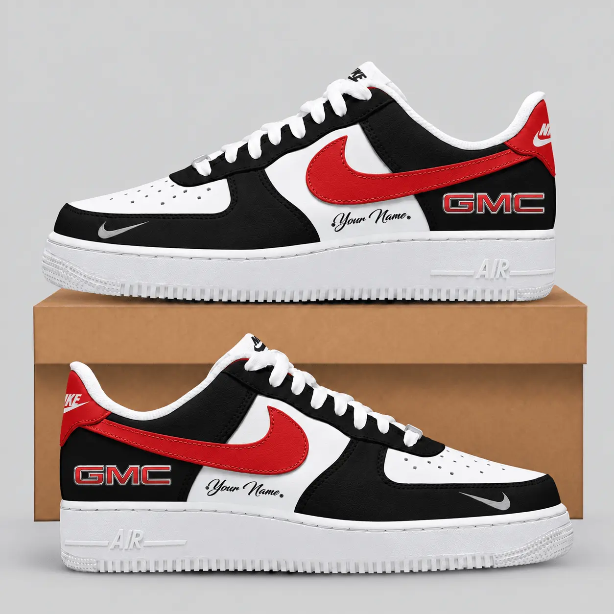 GMC | Black White Gray Low-Top AF1 Sneakers