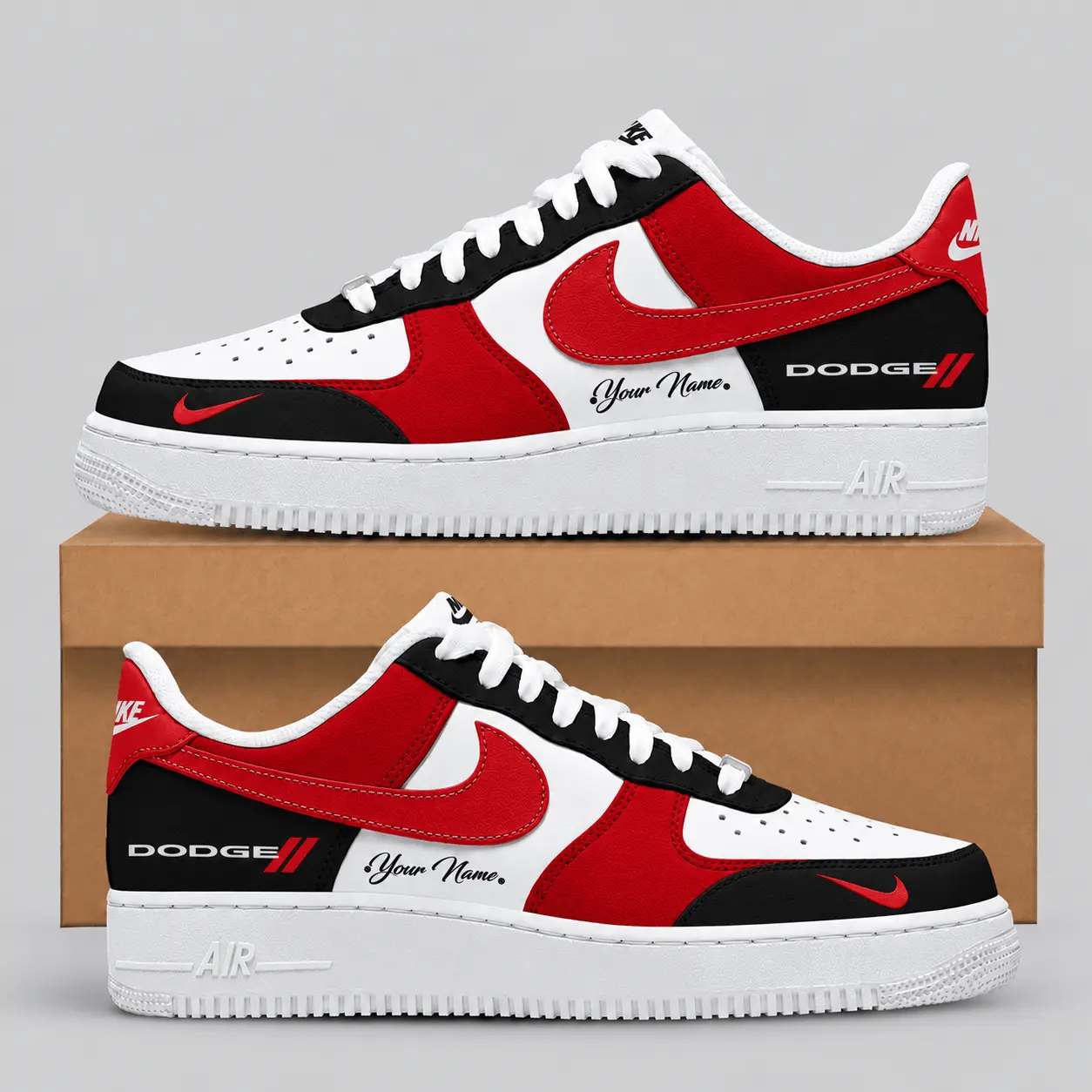 Dodge | Black White Gray Low-Top AF1 Sneakers