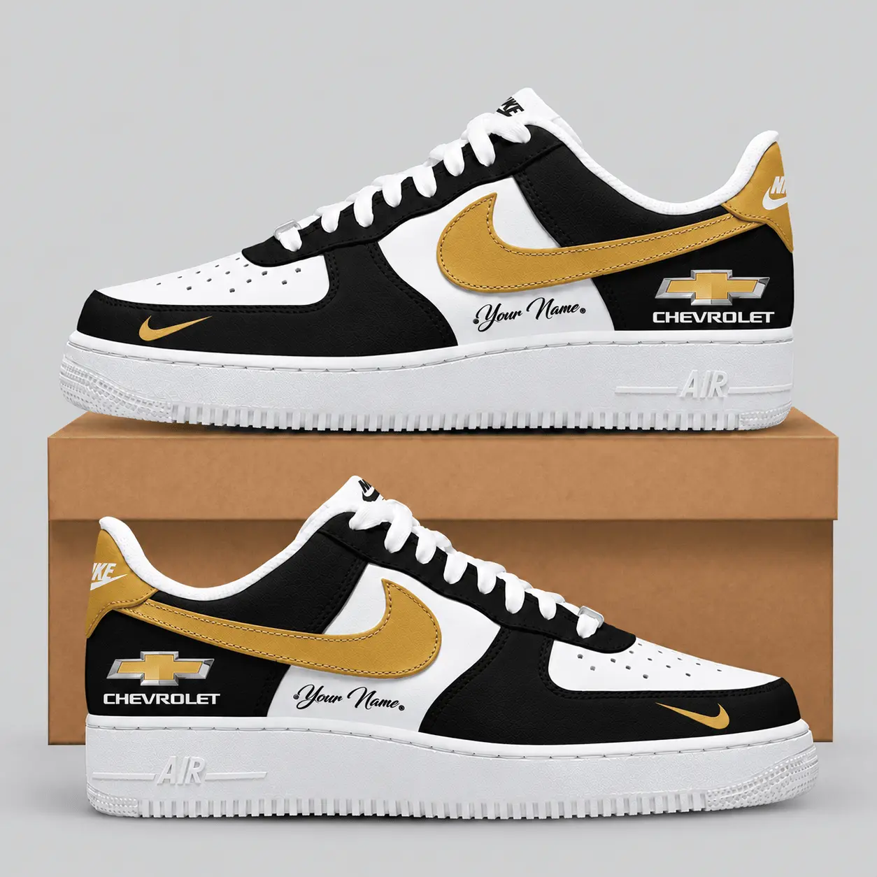 Chevrolet | Black White Gray Low-Top AF1 Sneakers