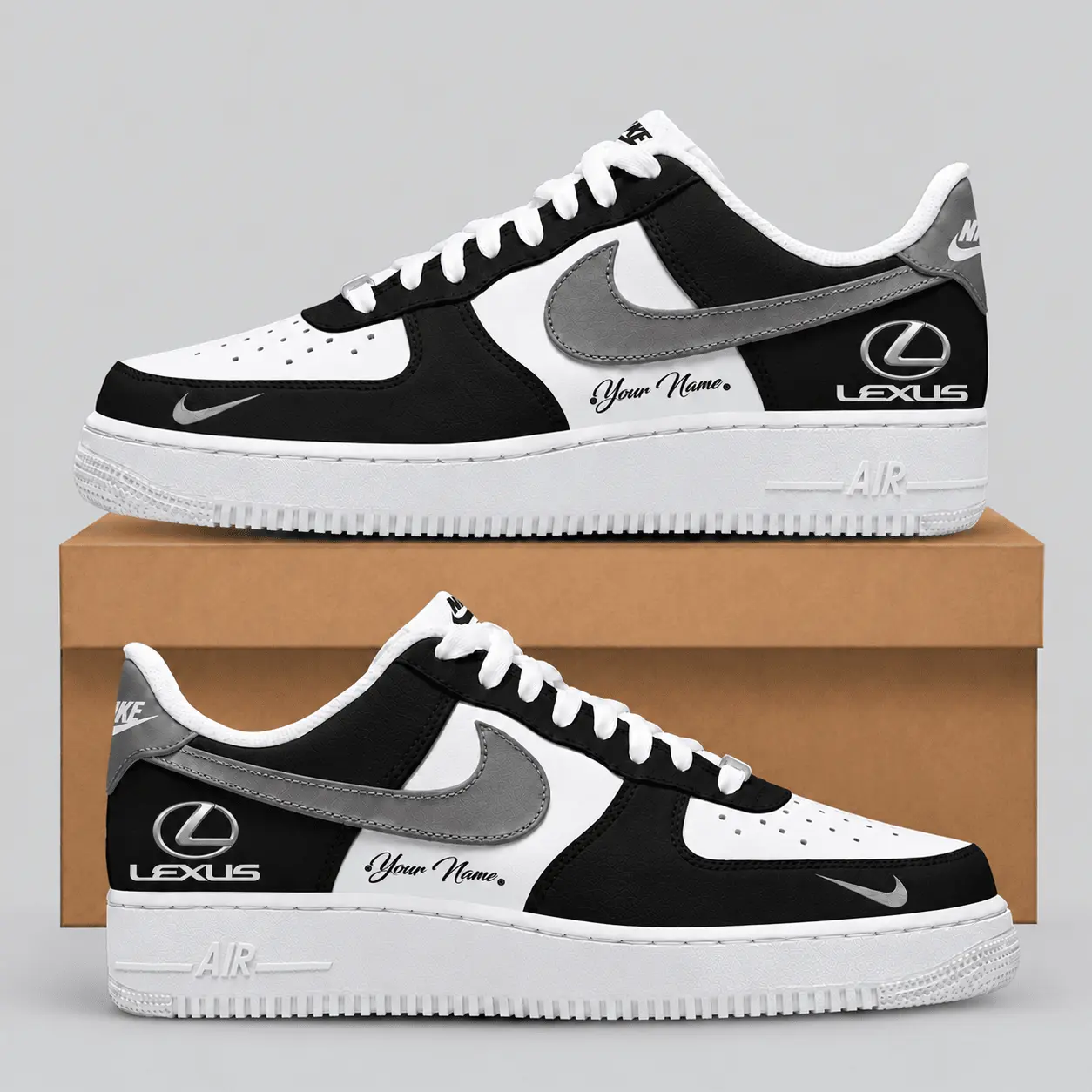 Lexus | Black White Gray Low-Top AF1 Sneakers