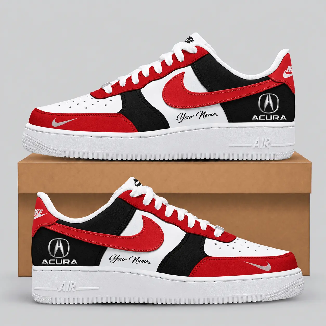 Acura | Black White Gray Low-Top AF1 Sneakers
