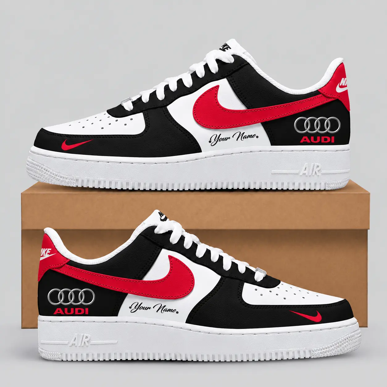 Audi | Black White Gray Low-Top AF1 Sneakers
