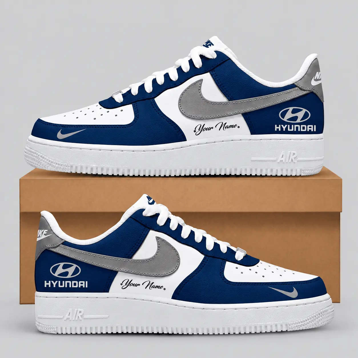 Hyundai | Black White Gray Low-Top AF1 Sneakers