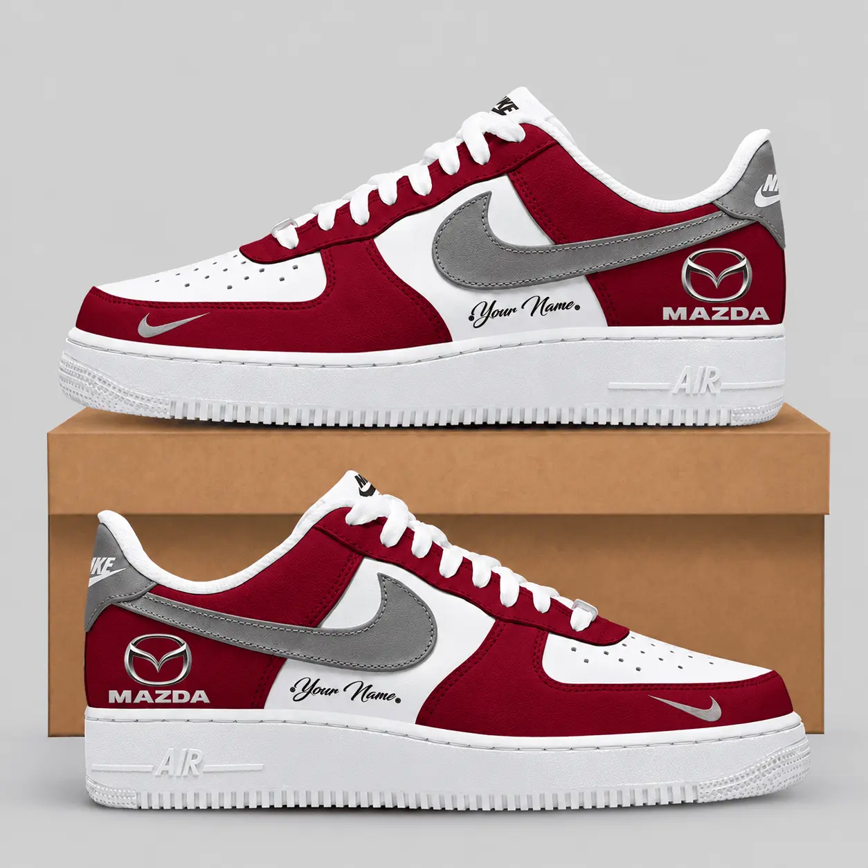 Mazda | Black White Gray Low-Top AF1 Sneakers