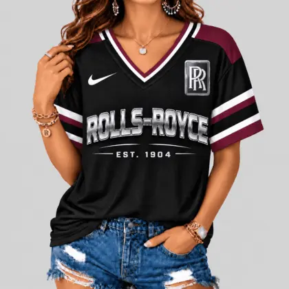 Rolls-Royce | Black Silver Striped Jersey V-Neck