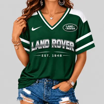 Land Rover | Black Silver Striped Jersey V-Neck
