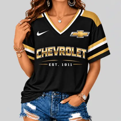 Chevrolet | Black Silver Striped Jersey V-Neck