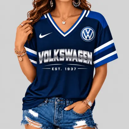 Volkswagen | Black Silver Striped Jersey V-Neck