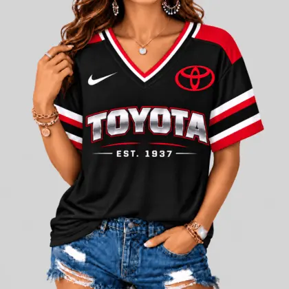 Toyota | Black Silver Striped Jersey V-Neck