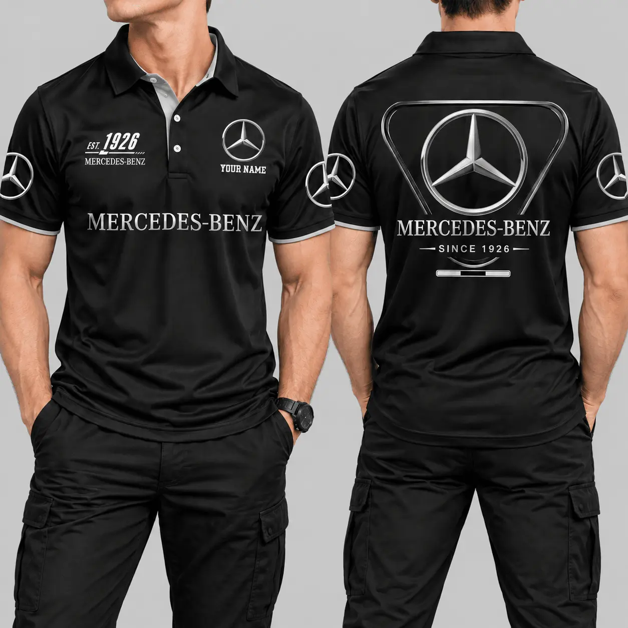 Mercedes-Benz | Black Red Metallic Graphic Polo