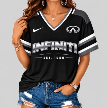 Infiniti | Black Silver Striped Jersey V-Neck