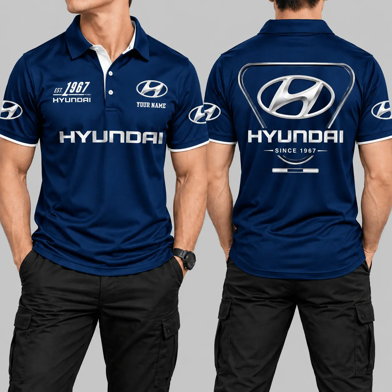 Hyundai | Black Red Metallic Graphic Polo
