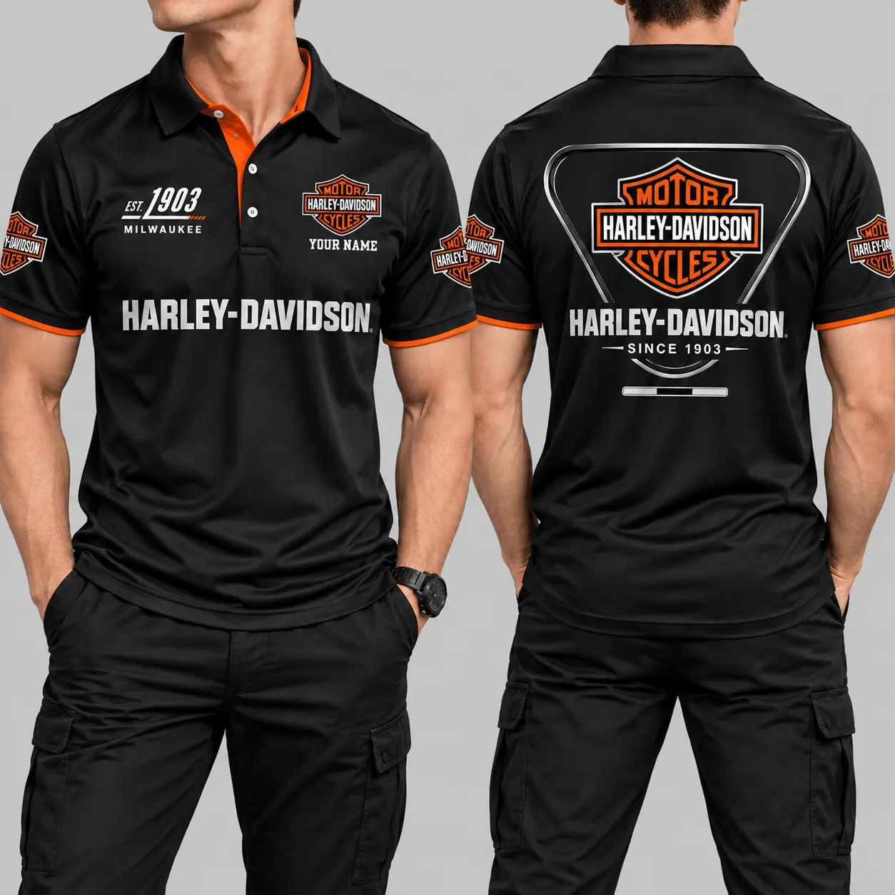 Harley-Davidson | Black Red Metallic Graphic Polo