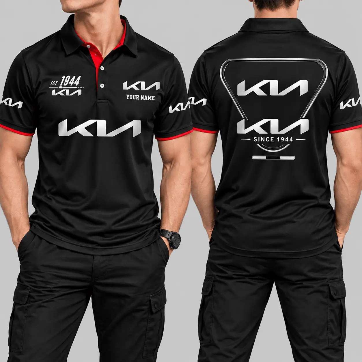 Kia | Black Red Metallic Graphic Polo